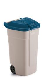 Rubbermaid Mülltonne, 100 l, beige, Deckel blau