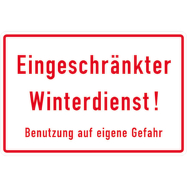 Hinweisschild SafetyMarking®, "Eingeschränkter Winterdienst"