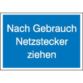 Hinweisschild SafetyMarking®, "Nach Gebrauch Netzstecker ziehen"