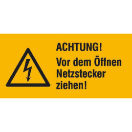 Warnkombischild SafetyMarking® "Vor dem Öffnen Netzstecker ziehen"