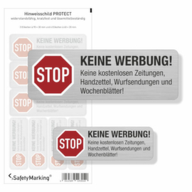 Hinweisschild SafetyMarking®, "Stop Keine Werbung! Keine kostenlosen Zeitungen"