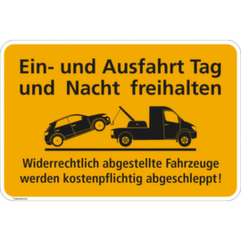Hinweisschild SafetyMarking®, "Ein- und Ausfahrt Tag und Nach freihalten"