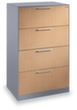 C+P Zweibahniger Hängeregistraturschrank Asisto, 4 Auszüge, weißaluminium/Ahorn