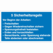 Hinweisschild SafetyMarking®, "5 Sicherheitsregeln"