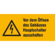 Warnkombischild SafetyMarking® "Vor dem Öffnen des Gehäuses Hauptschalter ausschalten"