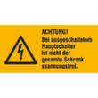 Warnkombischild SafetyMarking® "Achtung! Bei ausgeschaltetem Hauptschalter ist nicht"