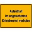 Hinweisschild SafetyMarking® für Baustellen, "Aufenthalt im ungesicherten Knickbereich verboten"