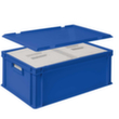 Euronorm-Stapelbehälter mit 2 Isolierboxen, blau, Inhalt 44,5 l, Auflagedeckel für Isolierbox