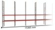 META Palettenregal MULTIPAL für 32 Paletten, 15365 mm breit, 4 Lagerebenen