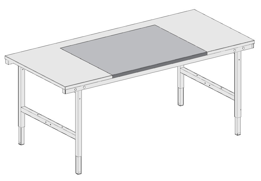 Rocholz Edelstahlauflage für Packtisch, Breite x Tiefe 1000 x 800 mm Technische Zeichnung 1 ZOOM