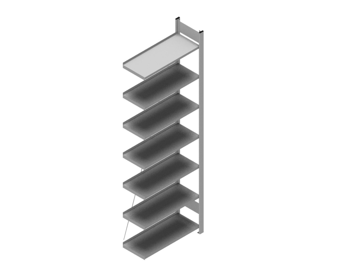 hofe Akten-Steckregal Anbaufeld, 7 Böden, RAL9006 Weißaluminium