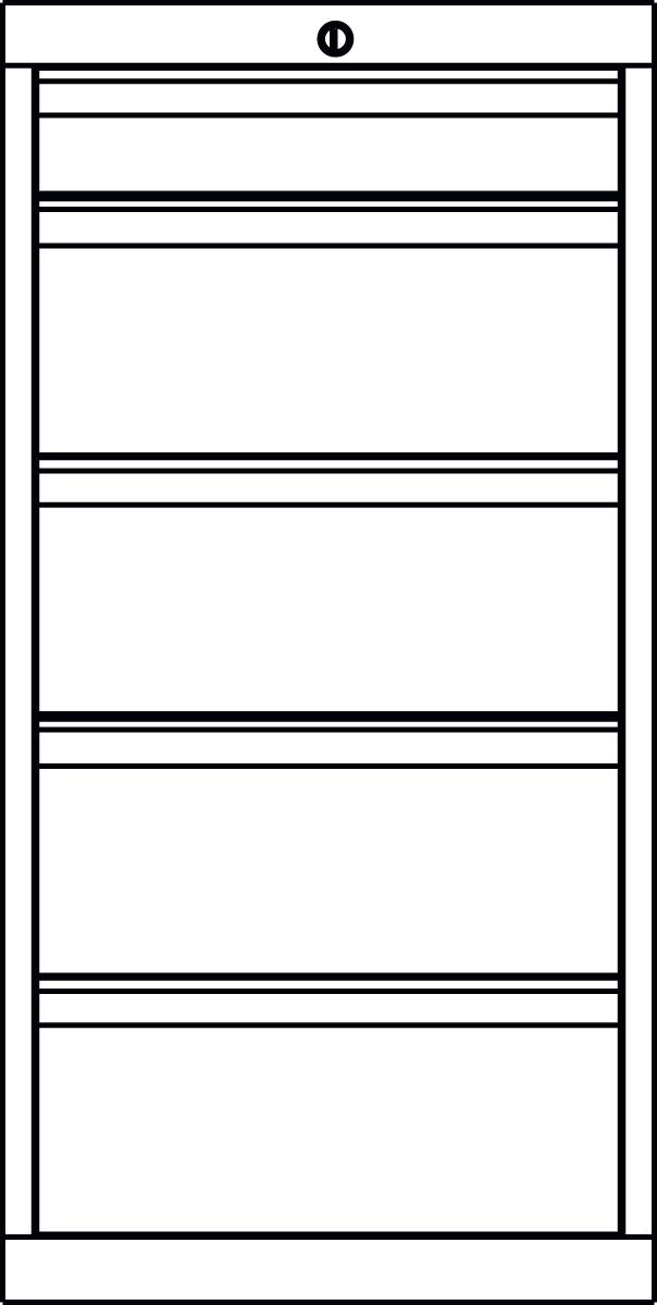 PAVOY Schubladenschrank Basis Plus RAL7035, 5 Schublade(n), RAL7035 Lichtgrau/RAL7035 Lichtgrau Technische Zeichnung 1 ZOOM