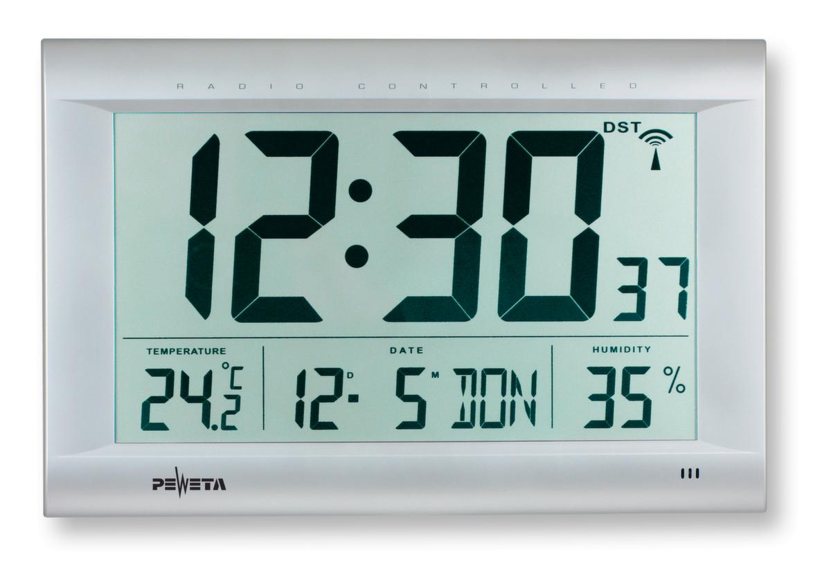 PEWETA Digitale Funk-Wanduhr, LC-Display, Höhe x Breite 270 x 410 mm Standard 1 ZOOM