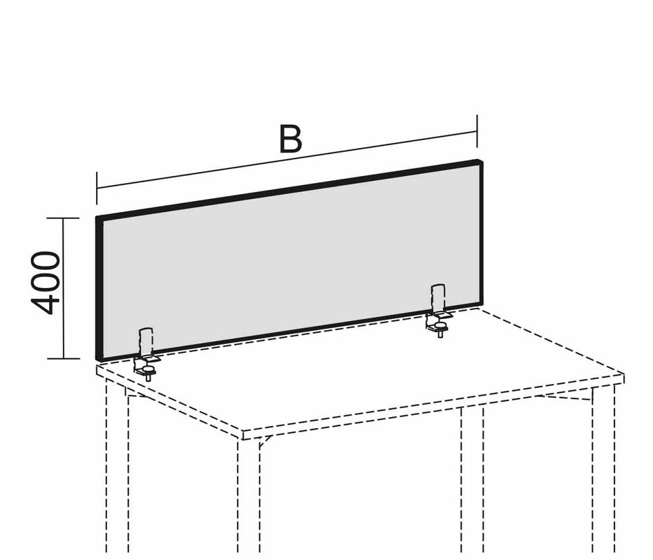 Gera Wandelement Pro BasicLine, Höhe x Breite 400 x 1000 mm, Wand blau Technische Zeichnung 1 ZOOM