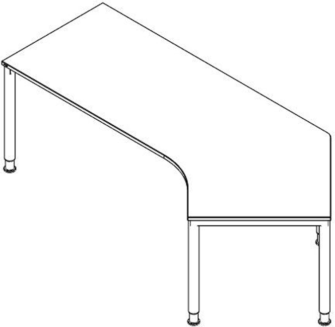 Höhenverstellbarer Winkel-Schreibtisch RQ60 mit 4-Fußgestell Standard 1 ZOOM