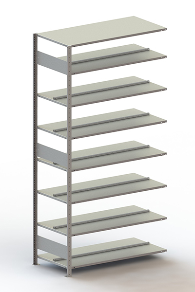 META Akten-Steckregal Anbaufeld zur beidseitigen Nutzung, 8 Böden, mit korrosionsschützender Zinkbeschichtung Standard 1 ZOOM