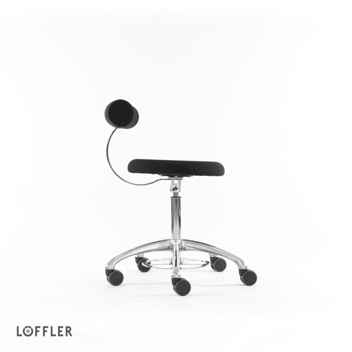 Löffler Hocker Aogo, Sitz schwarz, Rollen Standard 3 ZOOM