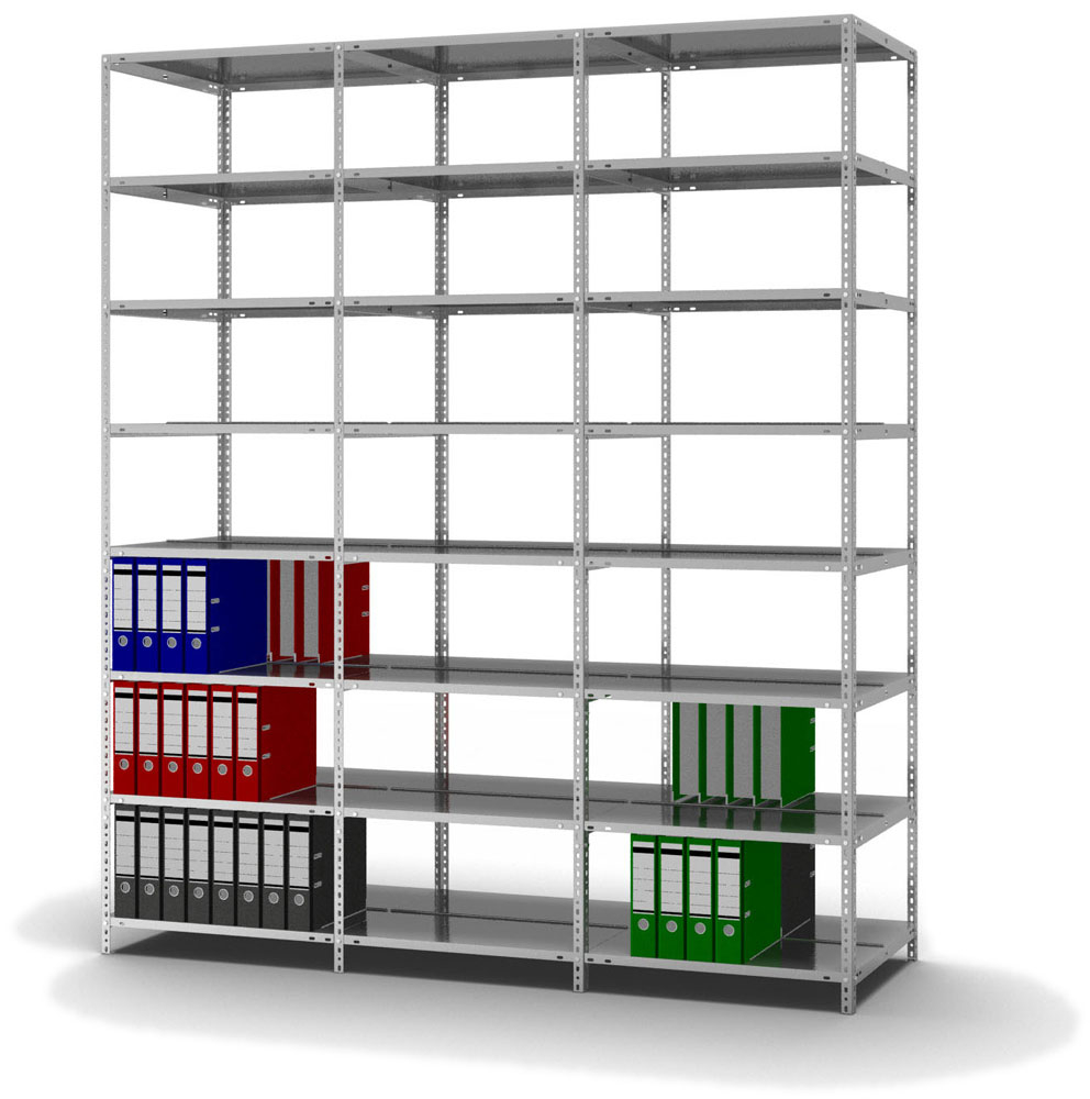 hofe Akten-Schraubregal zur beidseitigen Nutzung, 8 Böden, mit korrosionsschützender Zinkbeschichtung Standard 3 ZOOM