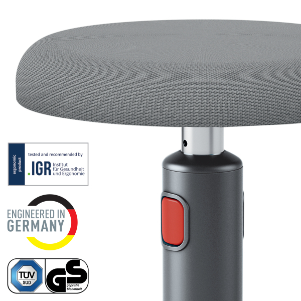 Leitz Sitz-Steh-Hocker Ergo Cosy Aktiv, Sitz grau, rutschfester Fußunterseite Detail 1 ZOOM