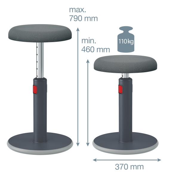 Leitz Sitz-Steh-Hocker Ergo Cosy Aktiv, Sitz grau, rutschfester Fußunterseite Detail 2 ZOOM