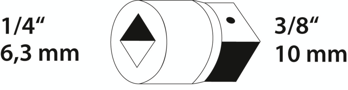 GEDORE 2030 Vergrößerungsstück 1/4" auf 3/8" Technische Zeichnung 1 ZOOM