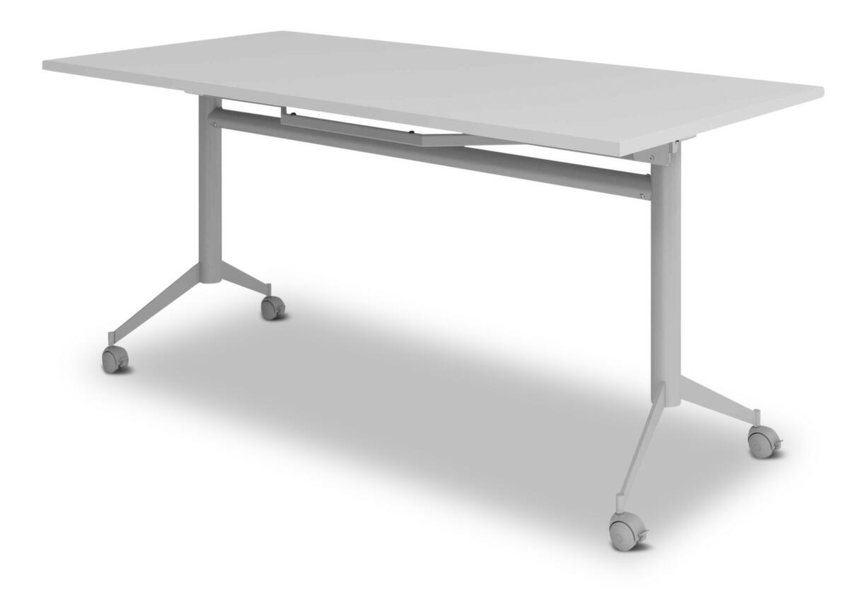 Fahrbarer Klapptisch, Höhe x Breite x Tiefe 750 x 1600 x 800 mm, Platte grau Standard 2 ZOOM