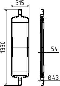 Schake Bake, Höhe x Breite 1330 x 315 mm Technische Zeichnung 1 ZOOM