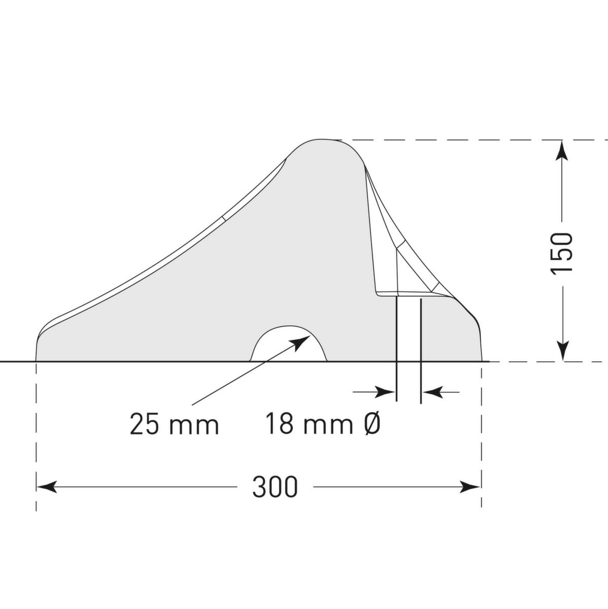 Moravia Radstopp MORION Heavy Duty, Breite 1000 mm, schwarz/gelb Technische Zeichnung 1 ZOOM