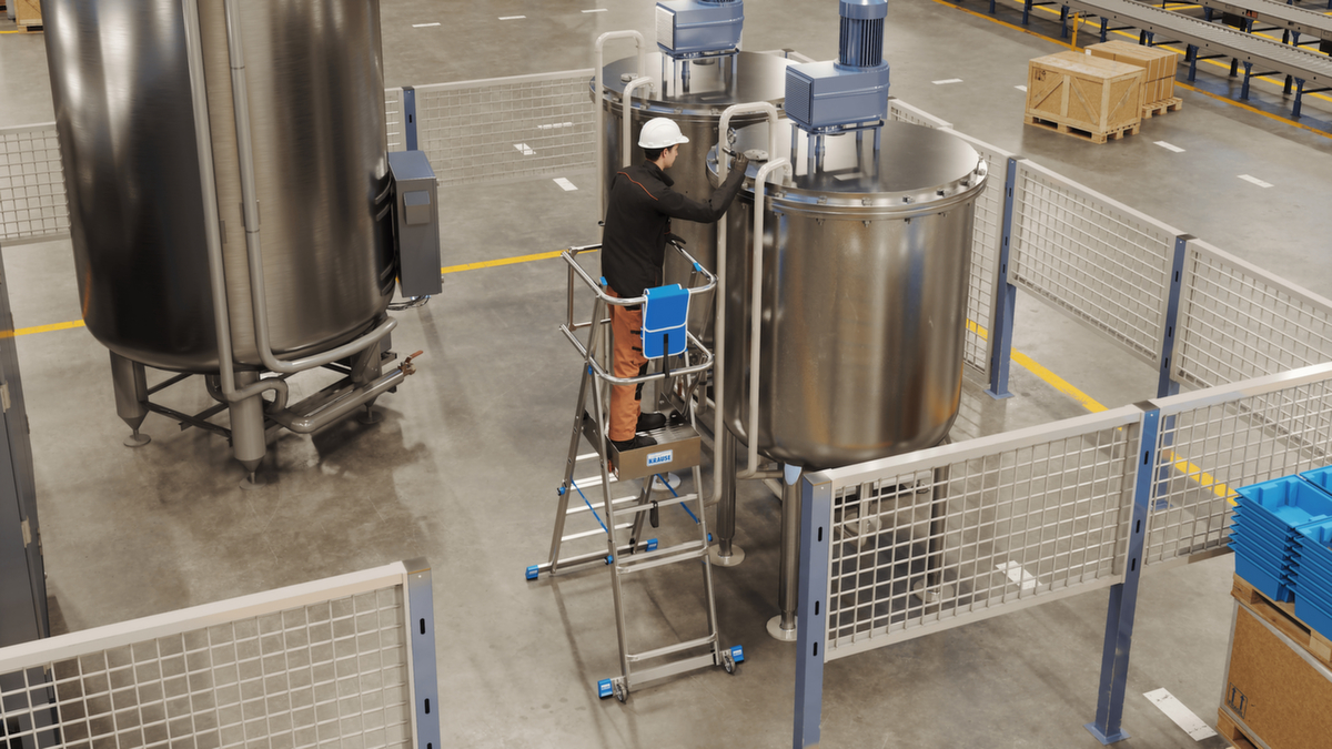 Krause Teleskop-Plattformleiter STABILO® Professional SkyMatic mit umlaufendem Gerüst Milieu 2 ZOOM