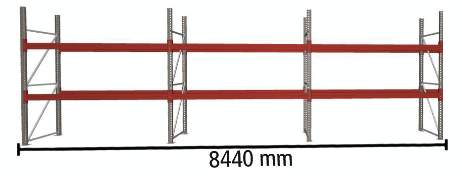 META Palettenregal MULTIPAL für 27 Paletten, 8440 mm breit, 3 Lagerebenen