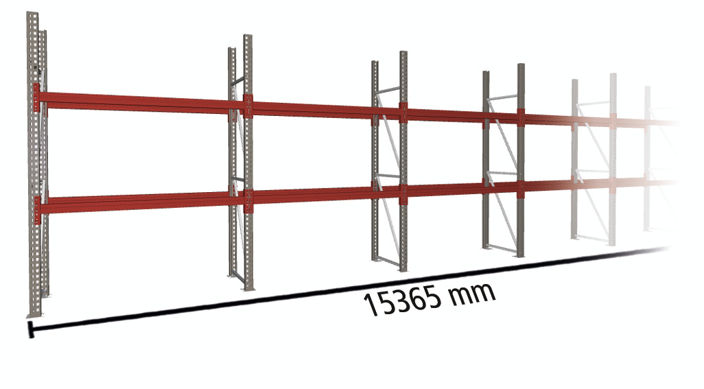 META Palettenregal MULTIPAL für 24 Paletten, 15365 mm breit, 3 Lagerebenen Standard 1 ZOOM
