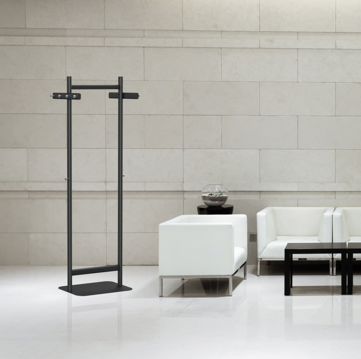 MAUL Garderobenständer MAULsalsa, mit 8/2 Haken, RAL9004 Signalschwarz Milieu 3 ZOOM